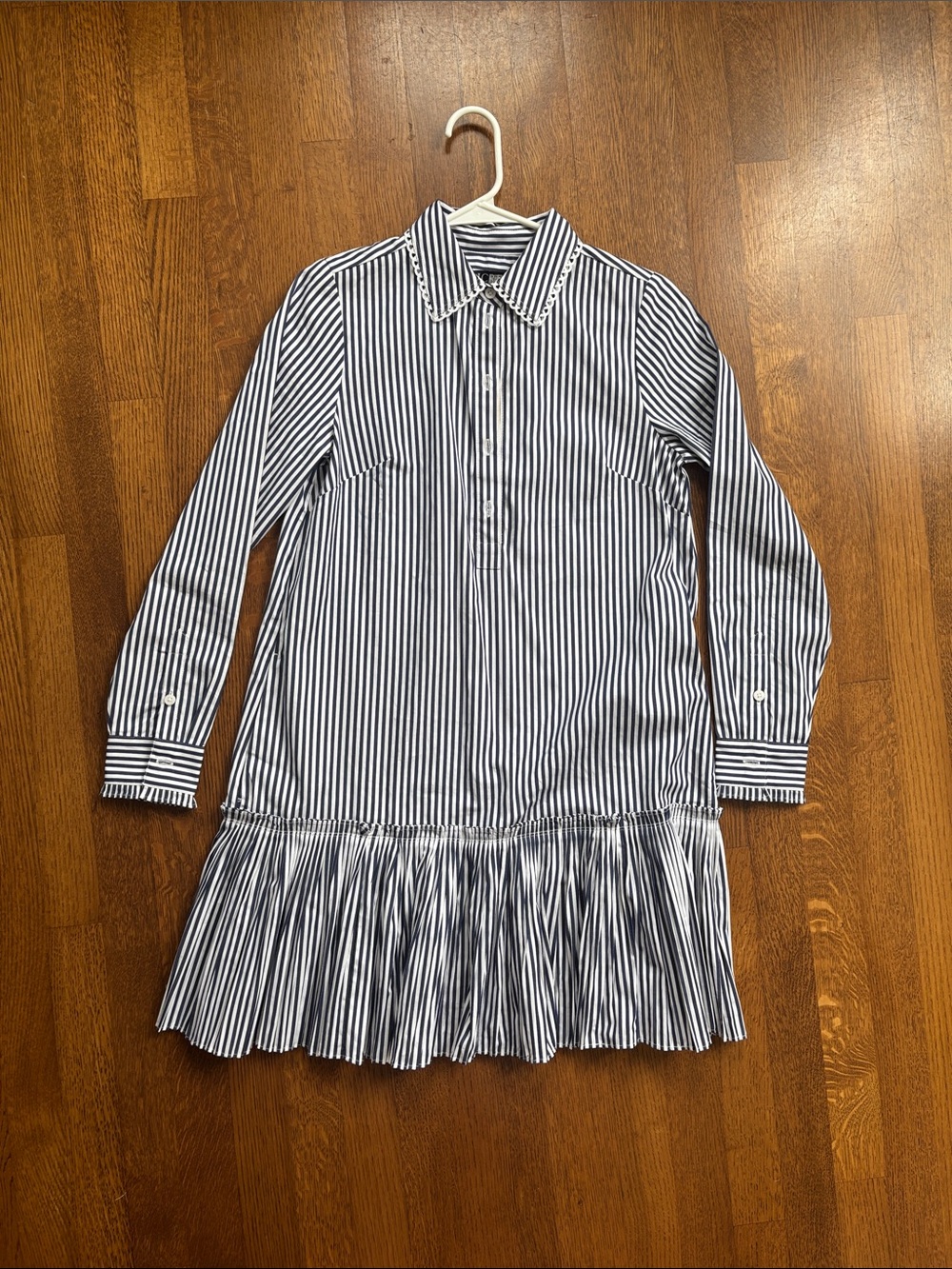 NWT J Crew Amelia Blue & White Striped Shirtdress XXS